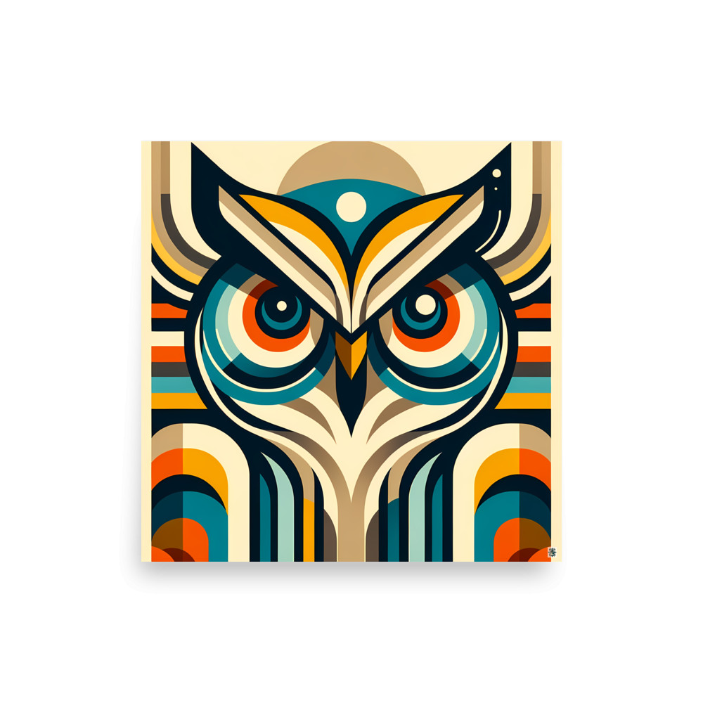 Retro Geometric Owl Portrait