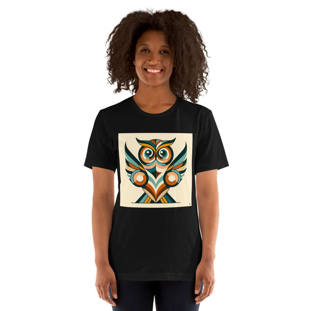 Retro Geometric Owl Illustration in Teal and Orange