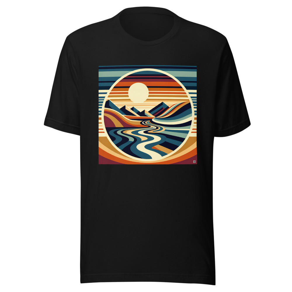 Abstract Sunset Mountains and Winding River