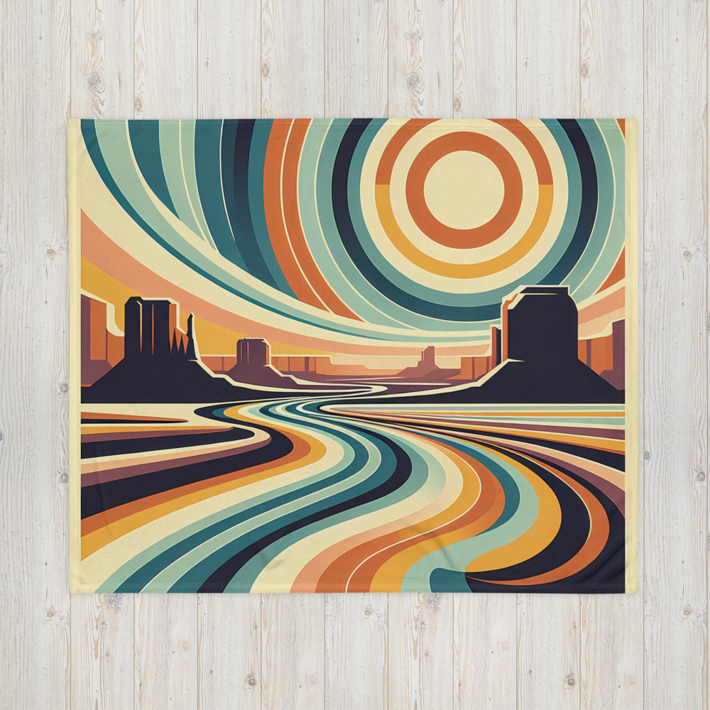 Abstract Desert River Under Concentric Sun