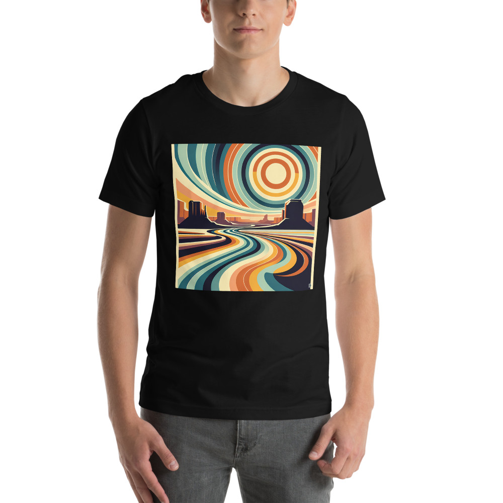 Abstract Desert River Under Concentric Sun