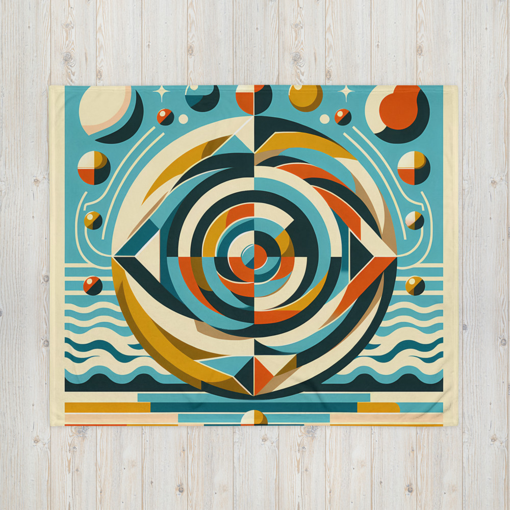 Geometric Spiral Eye in Teal and Ochre