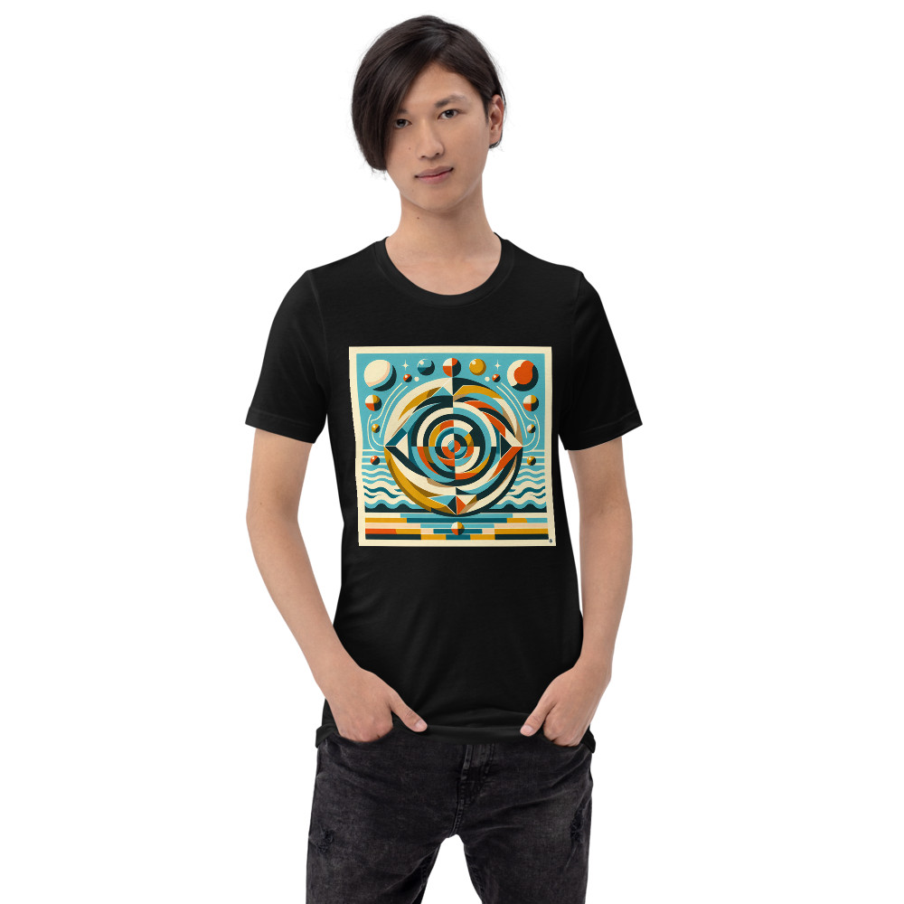 Geometric Spiral Eye in Teal and Ochre