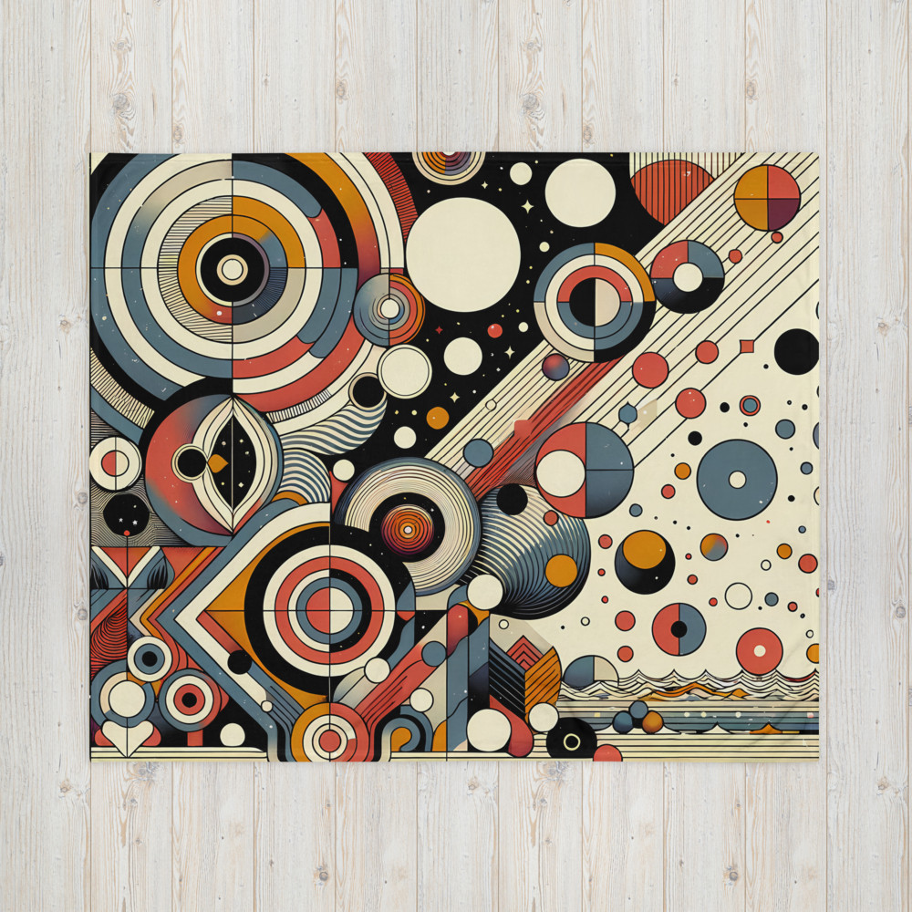 Retro Geometric Space Circles in Teal and Orange
