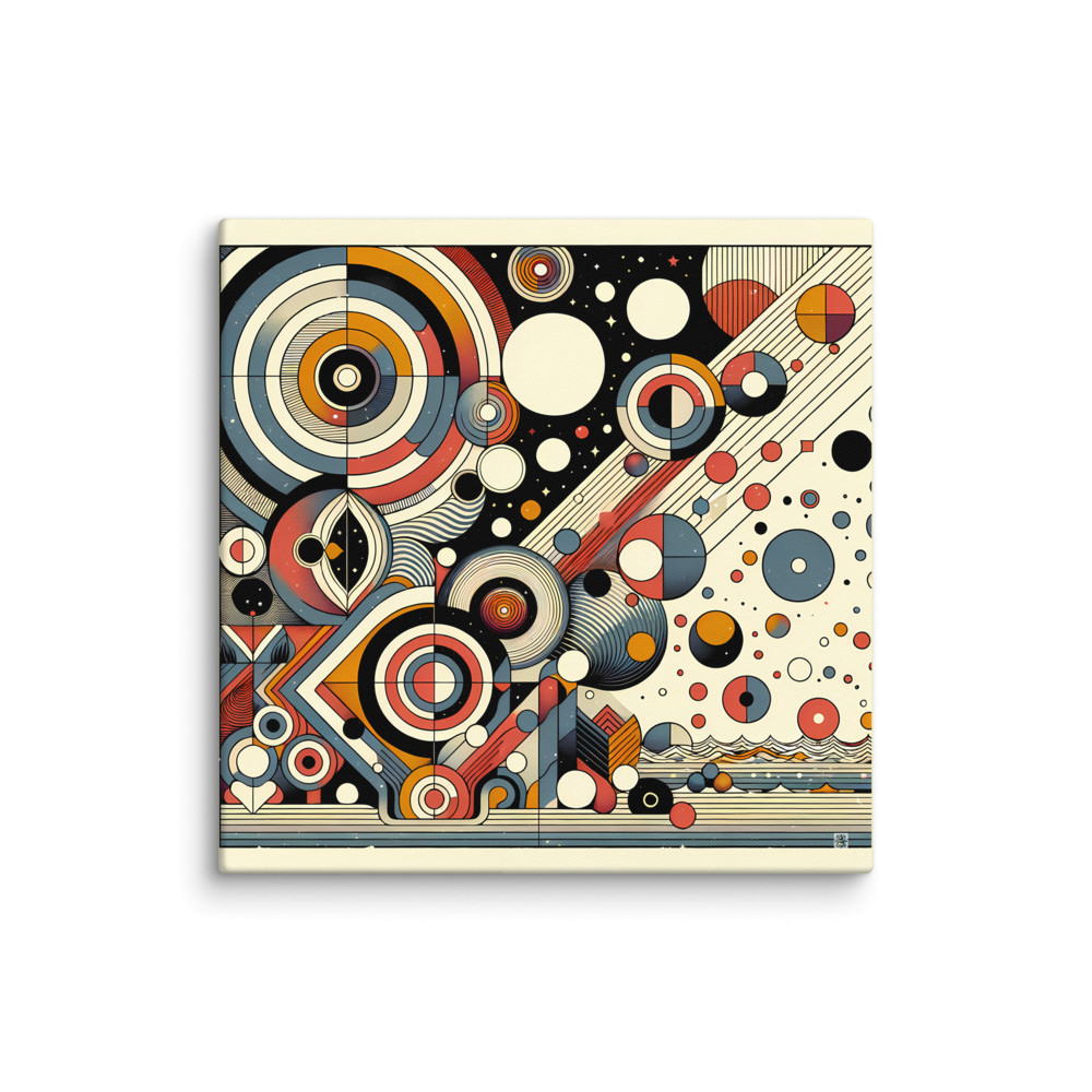 Retro Geometric Space Circles in Teal and Orange — Canvas Print