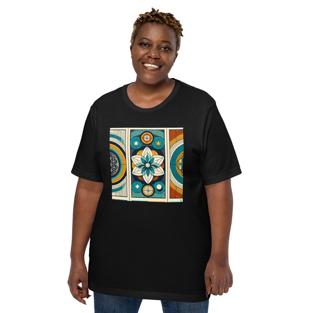 Sacred Geometry Lotus Mandala in Teal and Ochre