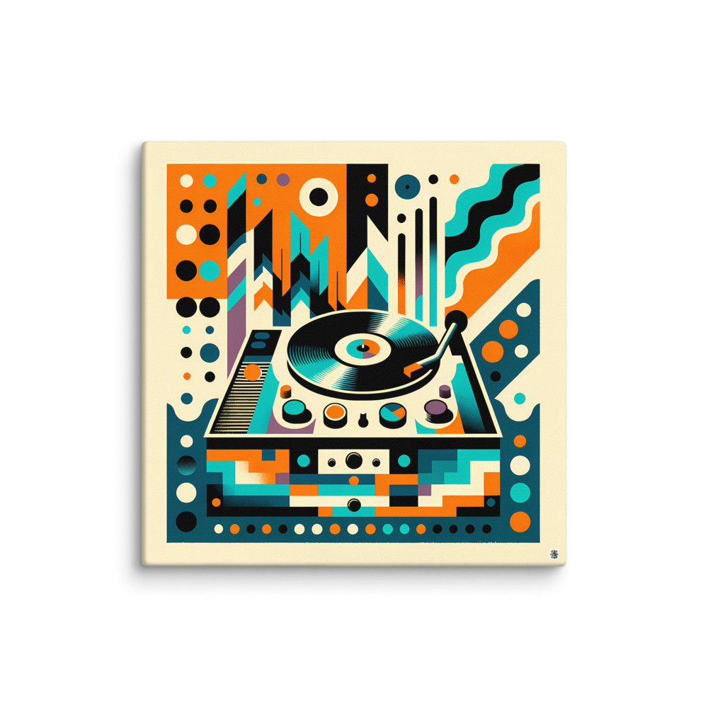 Memphis Turntable Abstract Geometric Pattern — Canvas Print