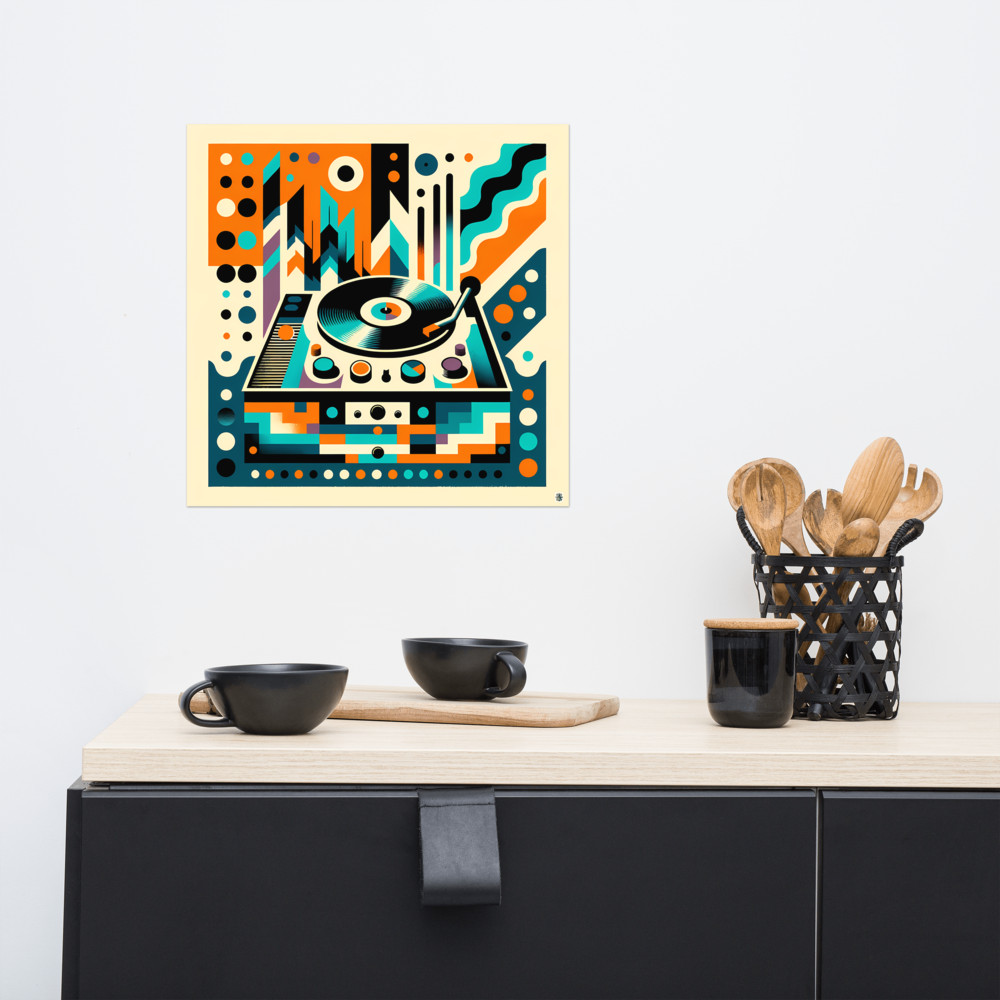 Memphis Turntable Abstract Geometric Pattern