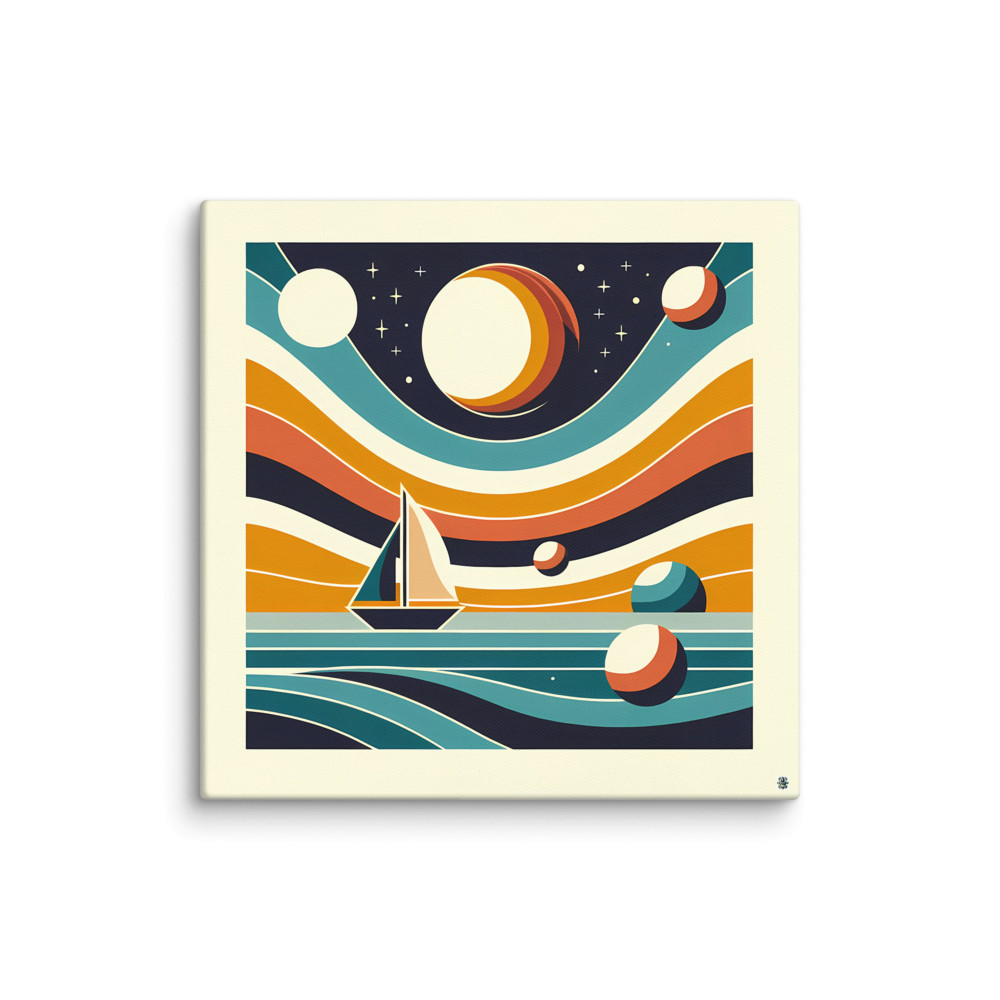 Abstract Sailboat Under Planets — Canvas Print