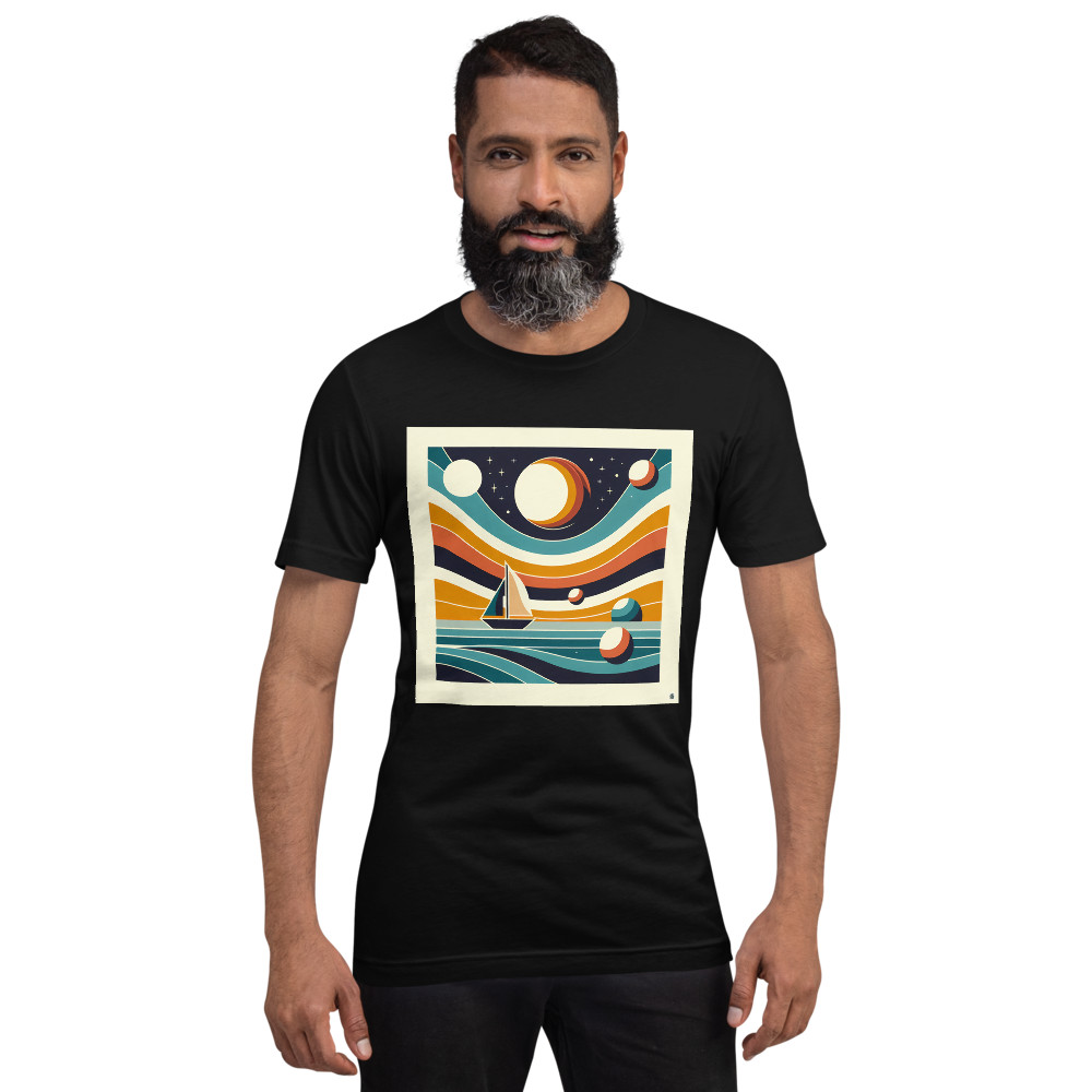 Abstract Sailboat Under Planets