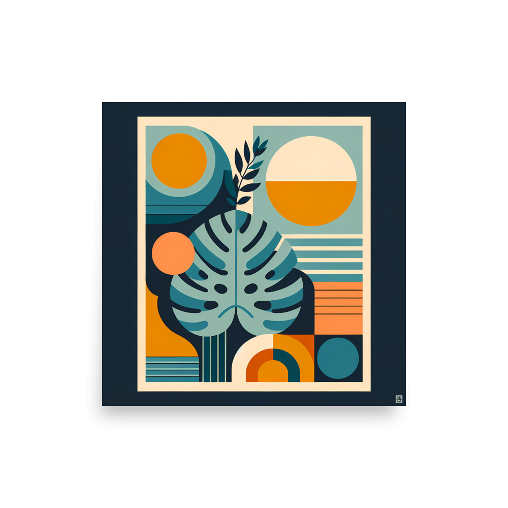 Geometric Monstera Leaf Abstract Botanical Shapes — Art Print