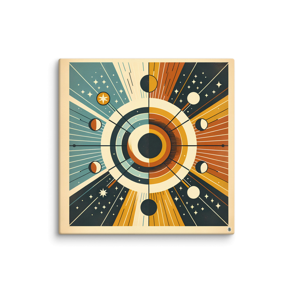 Geometric Sun and Moon Celestial Orbit Design — Canvas Print