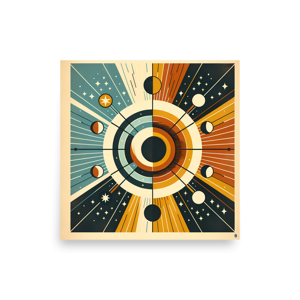 Geometric Sun and Moon Celestial Orbit Design — Art Print