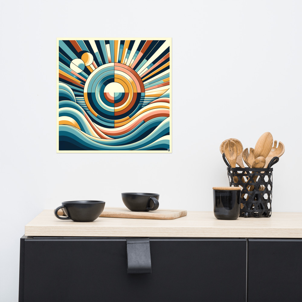 Geometric Sun and Waves Abstract