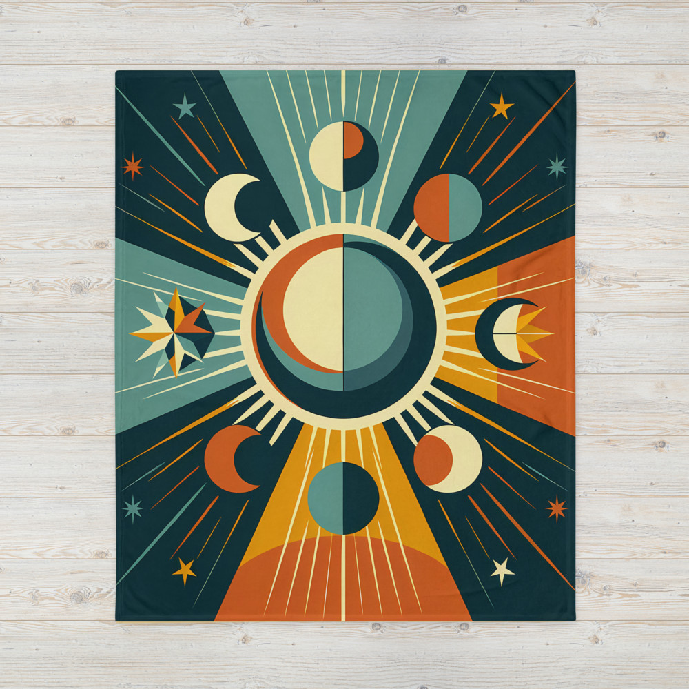 Geometric Sun and Moon Phases Celestial Rays