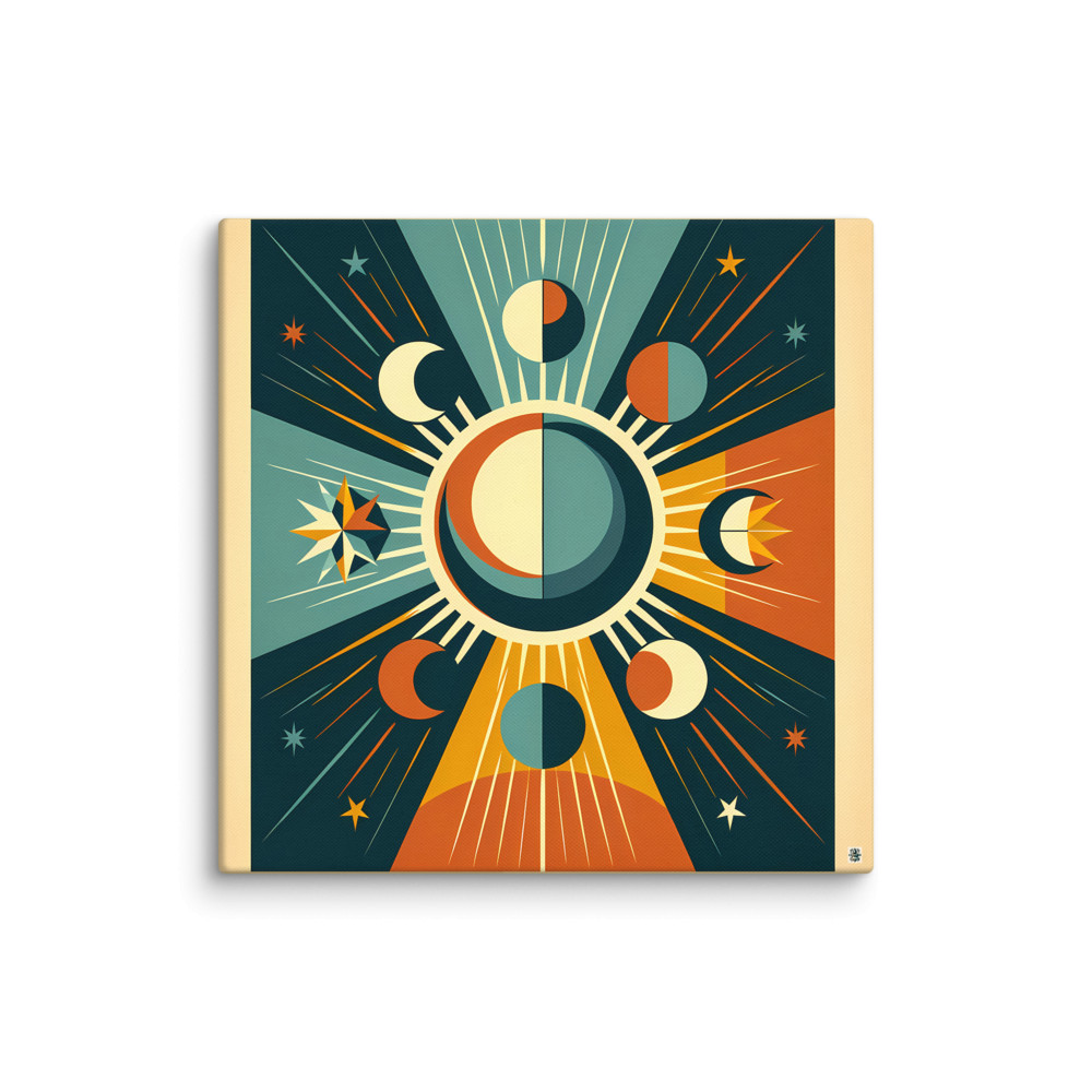 Geometric Sun and Moon Phases Celestial Rays