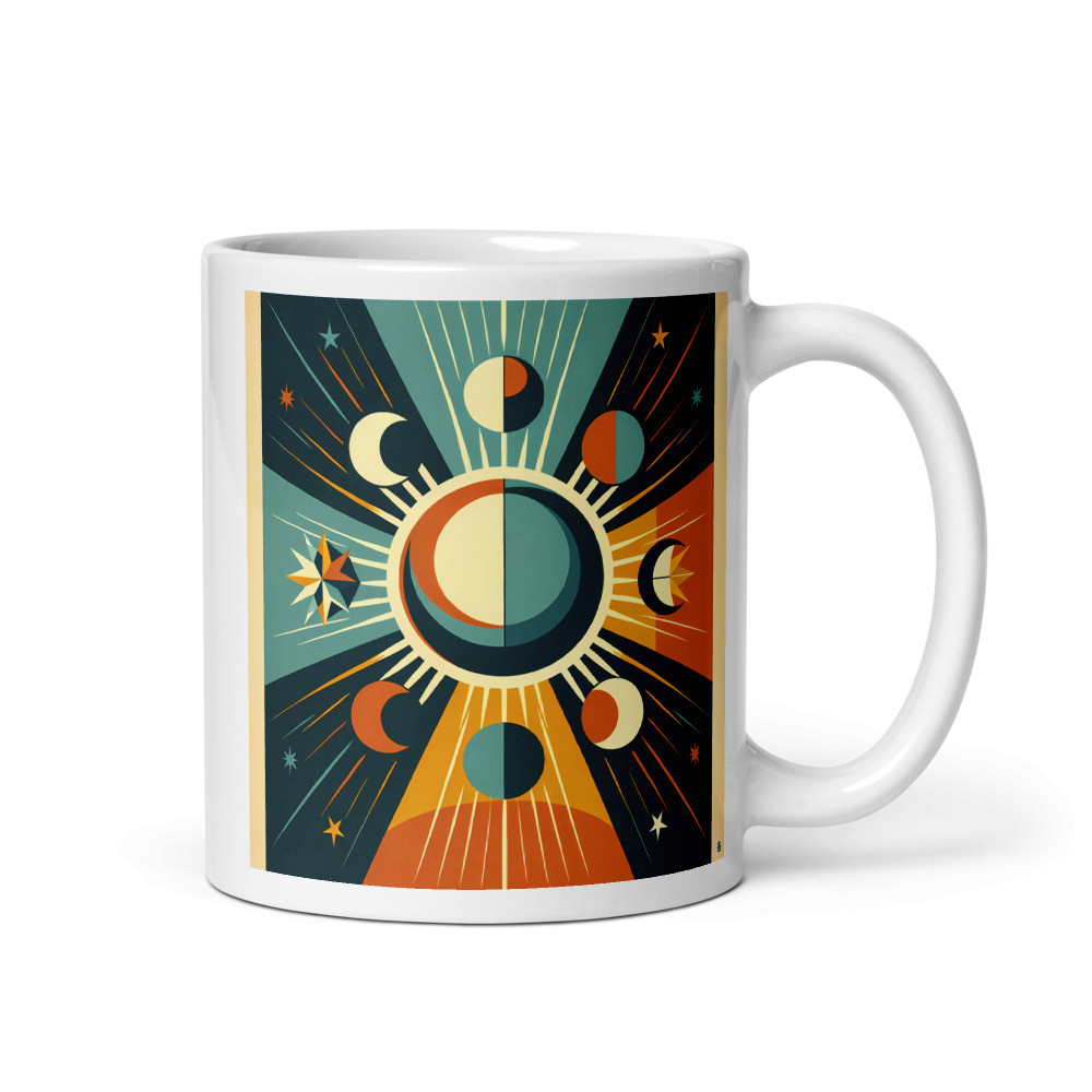 Geometric Sun and Moon Phases Celestial Rays
