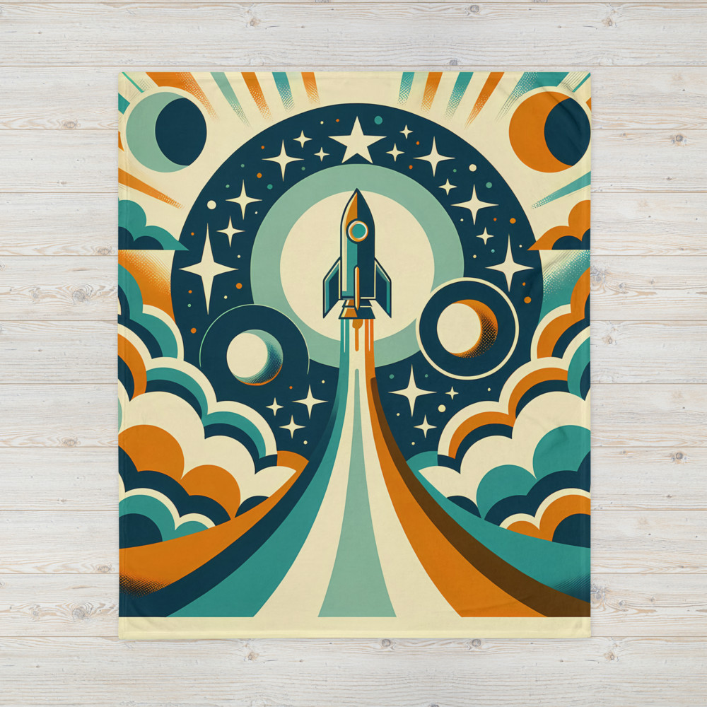 Retro Rocket Launch Sticker Icon