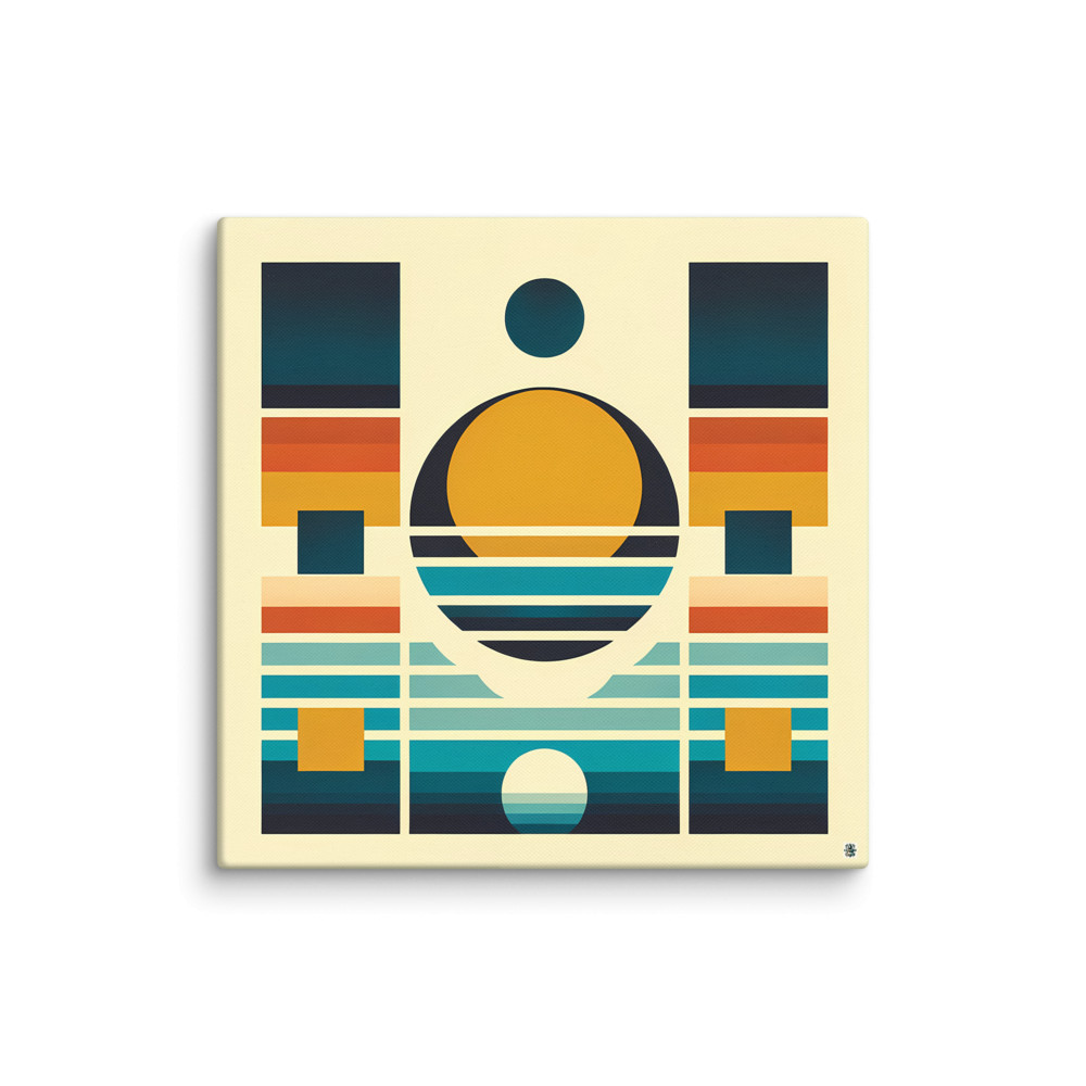 Geometric Sunset Shapes in Retro Stripes — Canvas Print