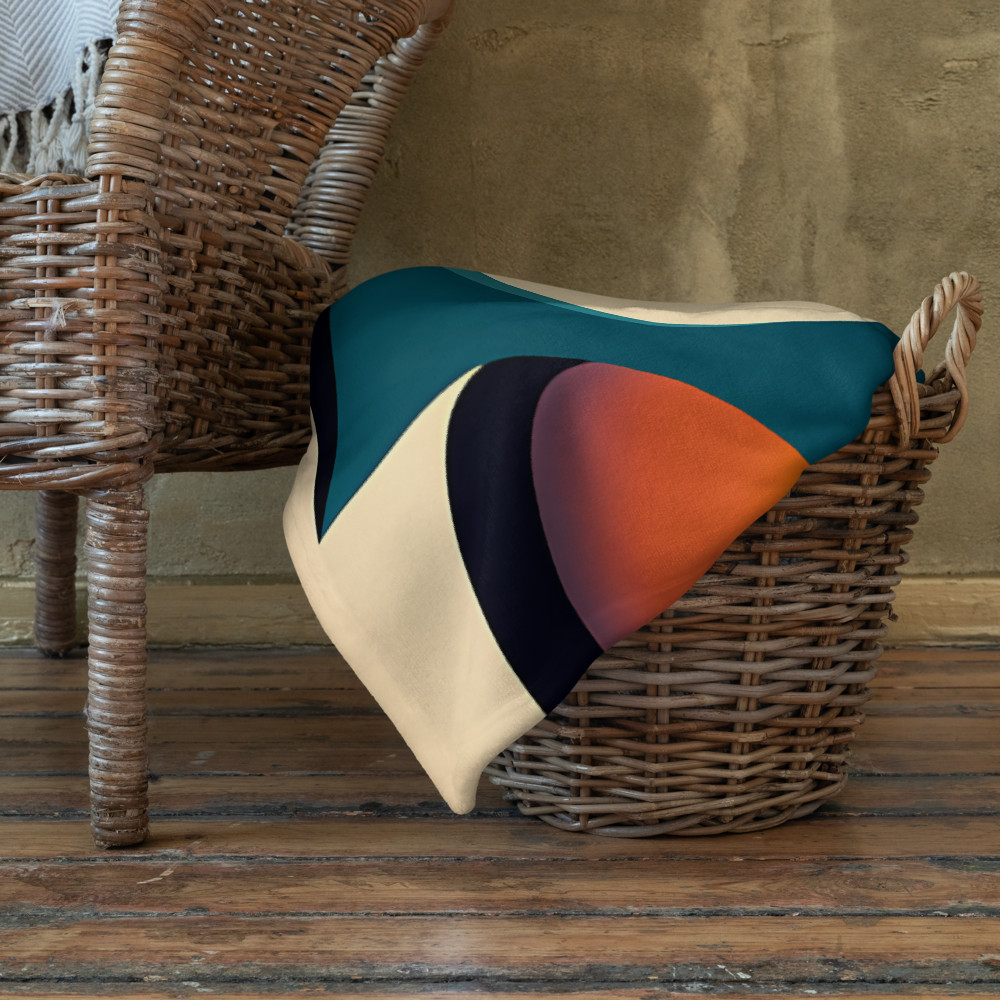Geometric Monstera Leaf in Teal and Orange