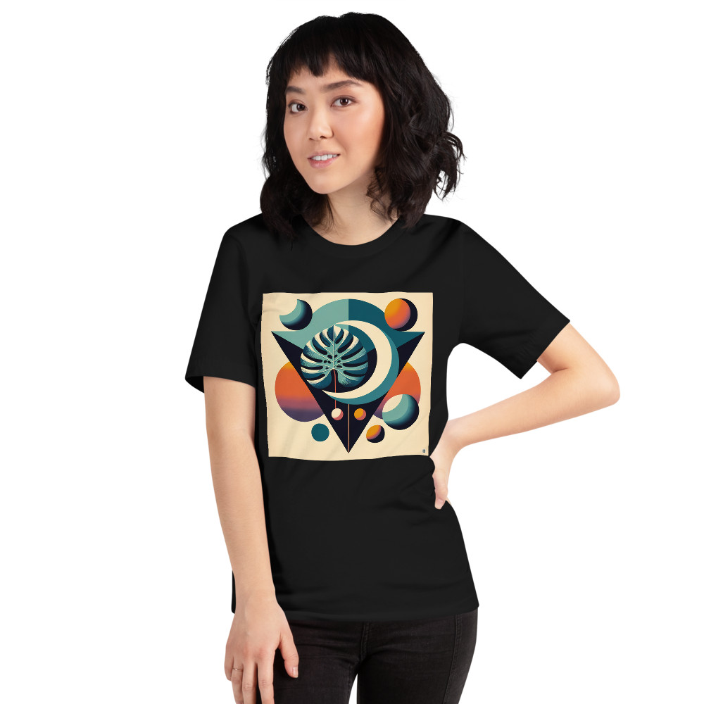 Geometric Monstera Leaf in Teal and Orange