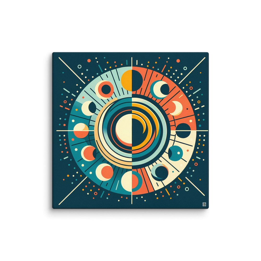 Geometric Sun and Moon Phases Mandala — Canvas Print