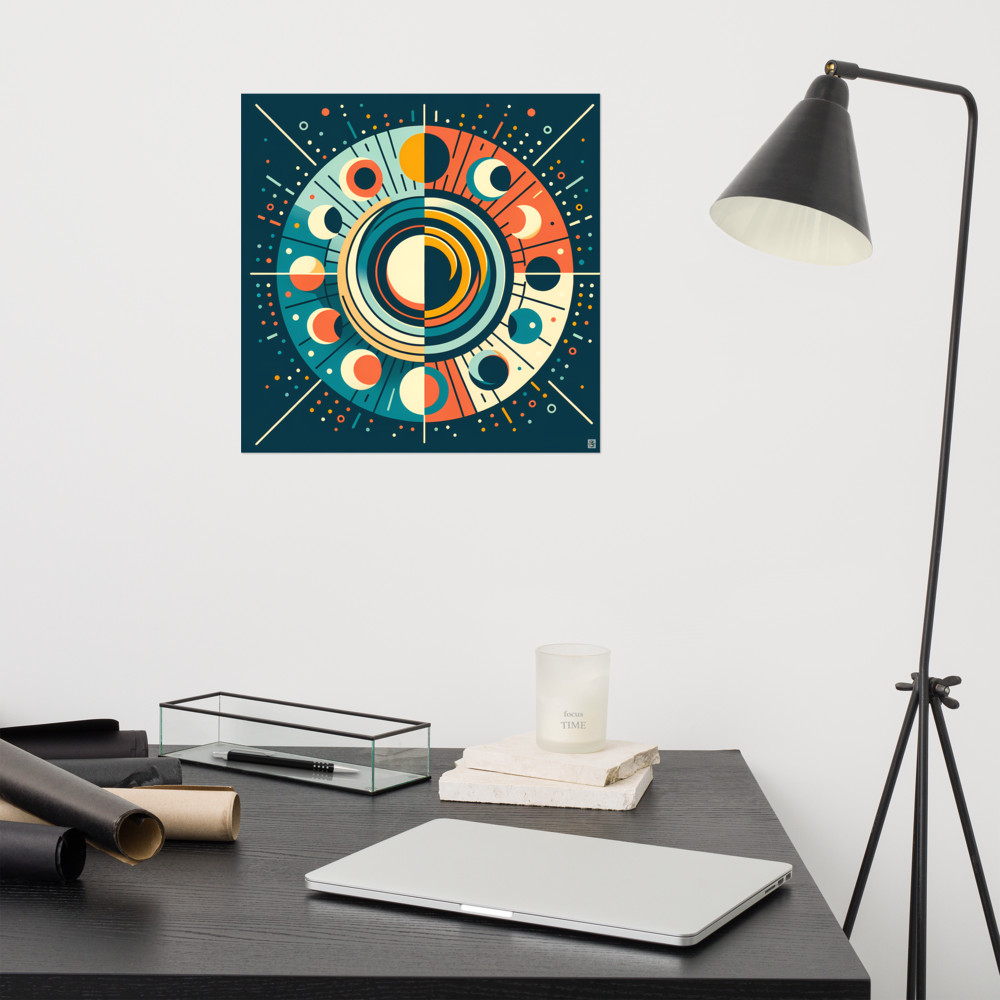 Geometric Sun and Moon Phases Mandala