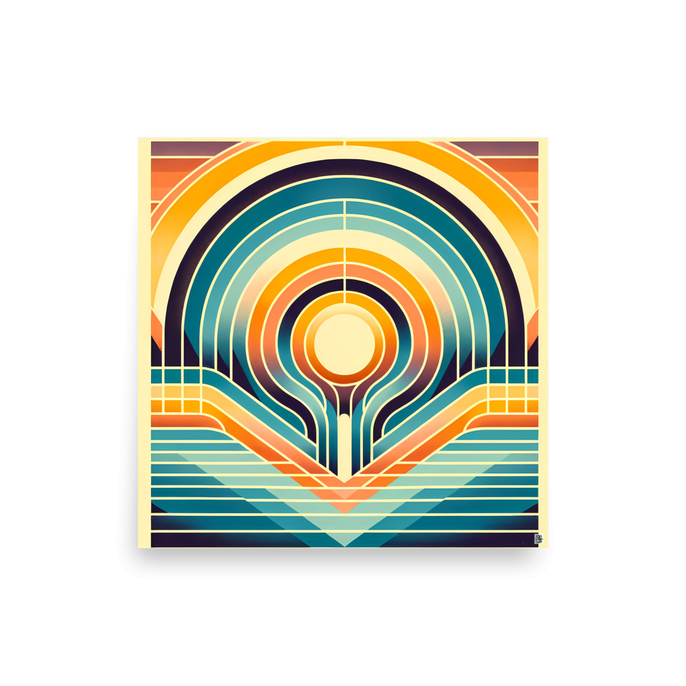 Retro Geometric Sunburst Arches — Art Print