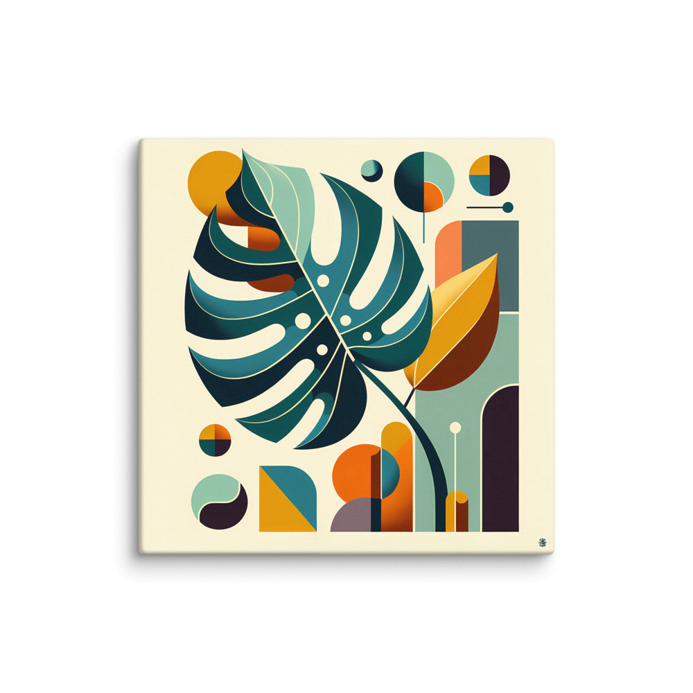 Geometric Monstera Leaf Abstract Botanical — Canvas Print