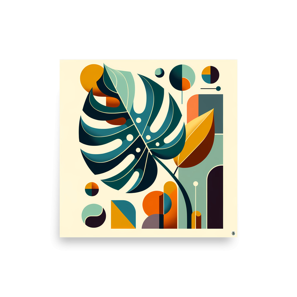 Geometric Monstera Leaf Abstract Botanical — Art Print