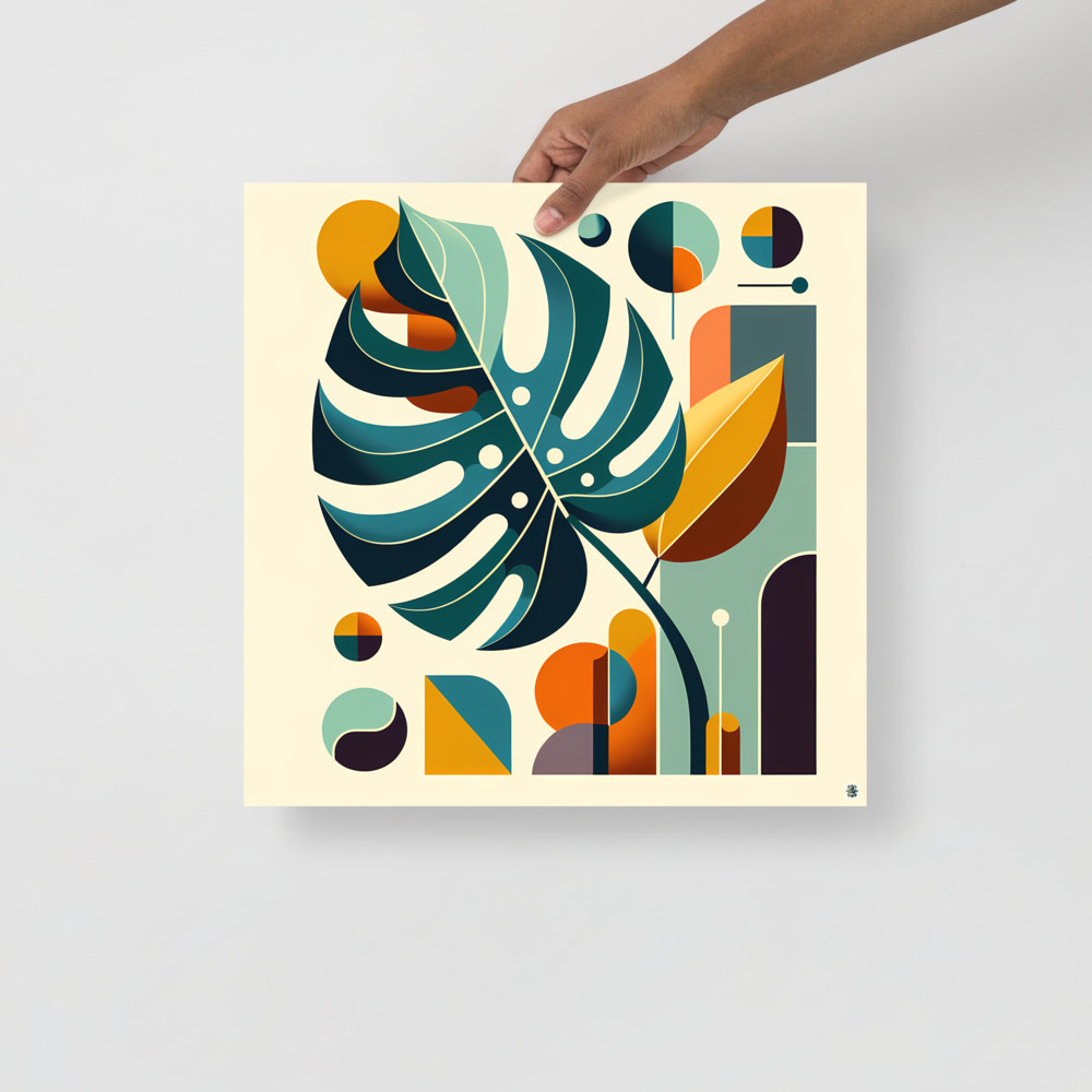 Geometric Monstera Leaf Abstract Botanical