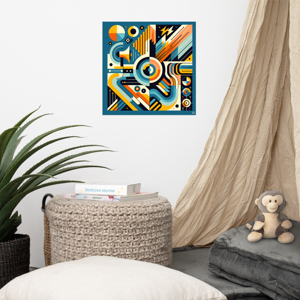 Bold Geometric Letterform Abstract in Teal and Orange