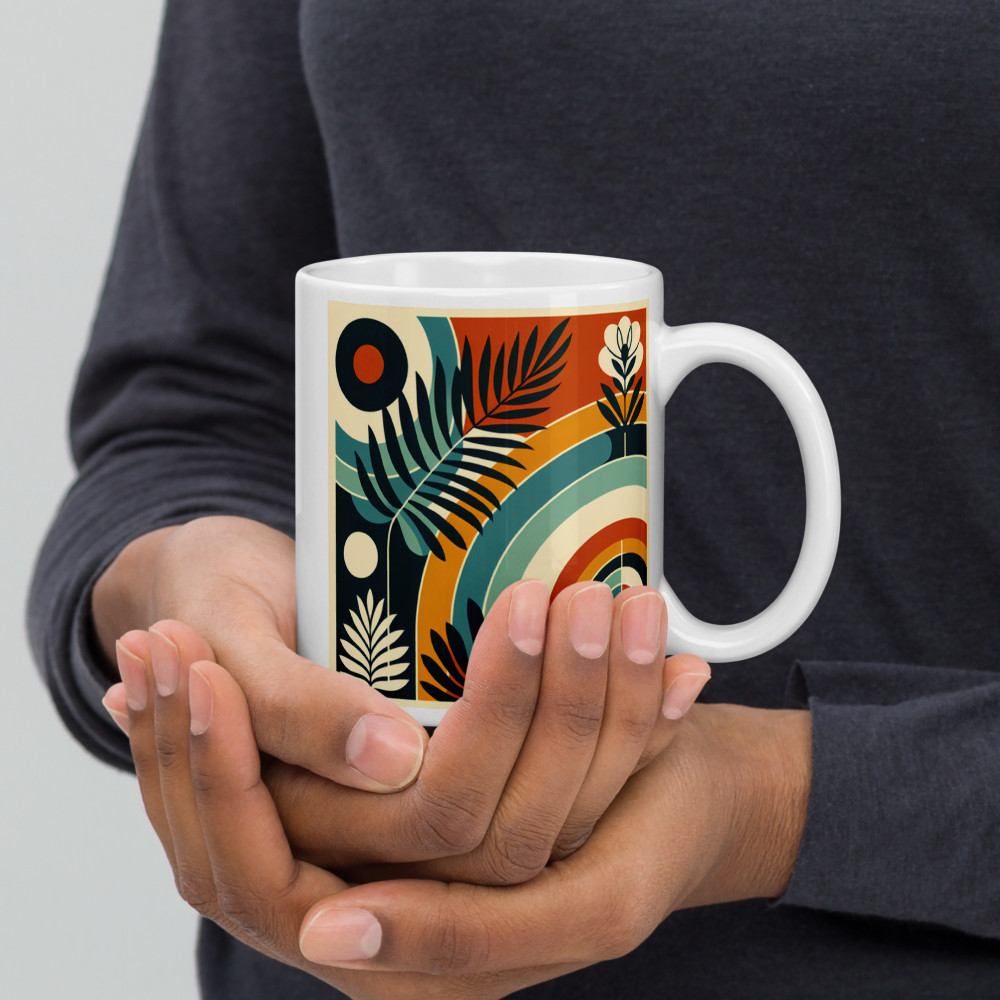 Abstract Botanical Arches in Teal and Burnt Orange