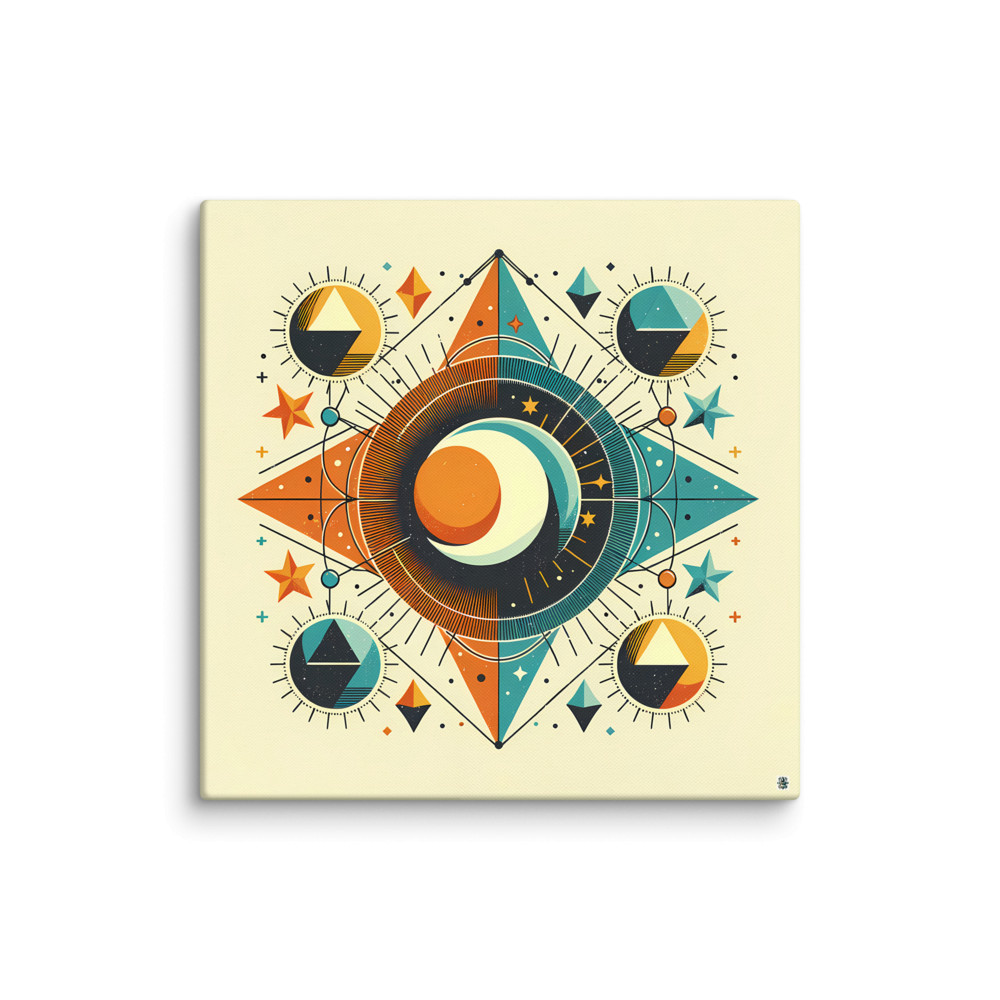 Geometric Sun and Moon Celestial Mandala — Canvas Print