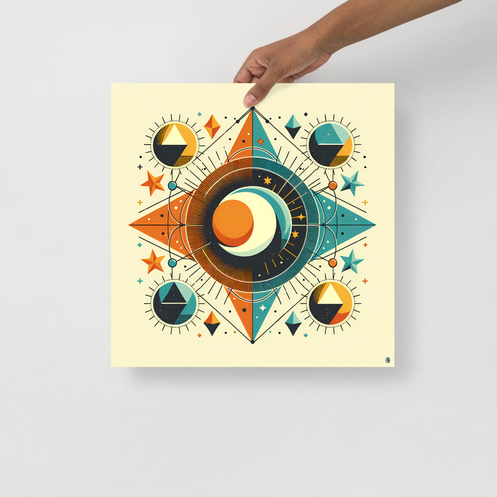 Geometric Sun and Moon Celestial Mandala