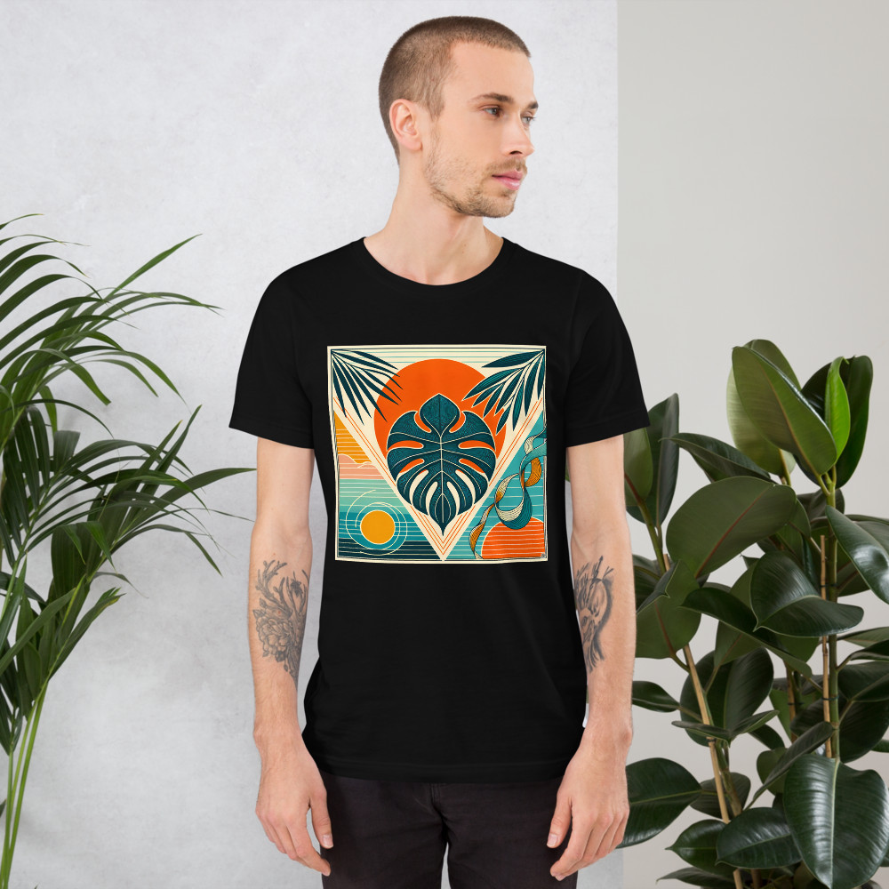 Geometric Monstera Leaf Sunset