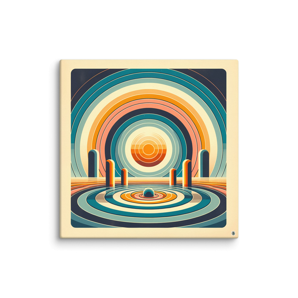 Retro Concentric Sun Landscape — Canvas Print