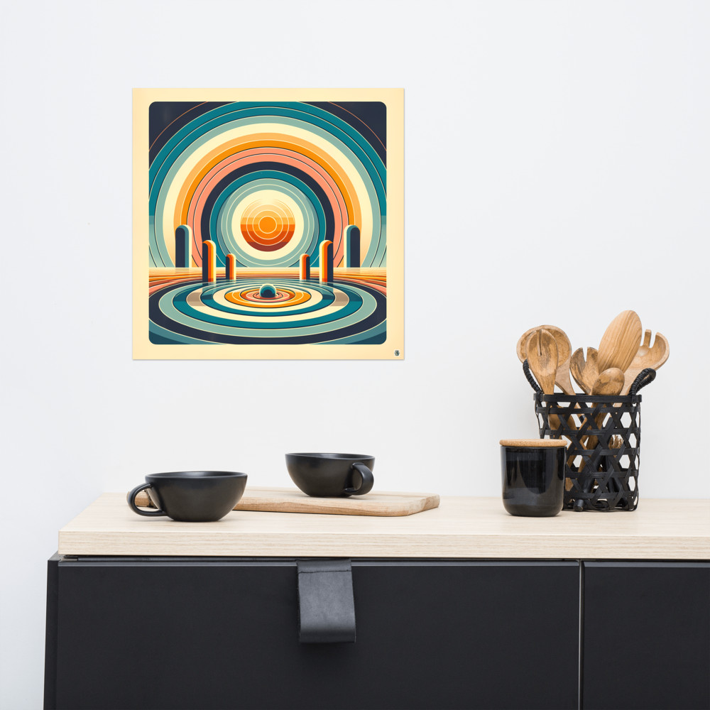 Retro Concentric Sun Landscape