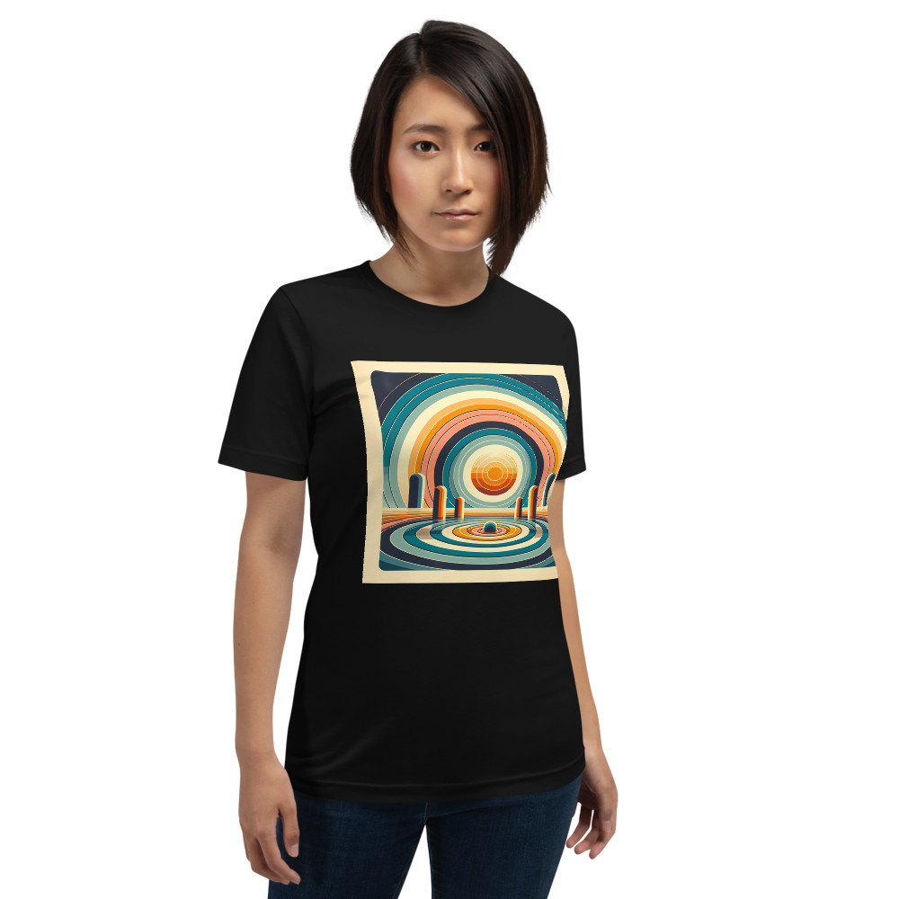 Retro Concentric Sun Landscape — T-Shirt