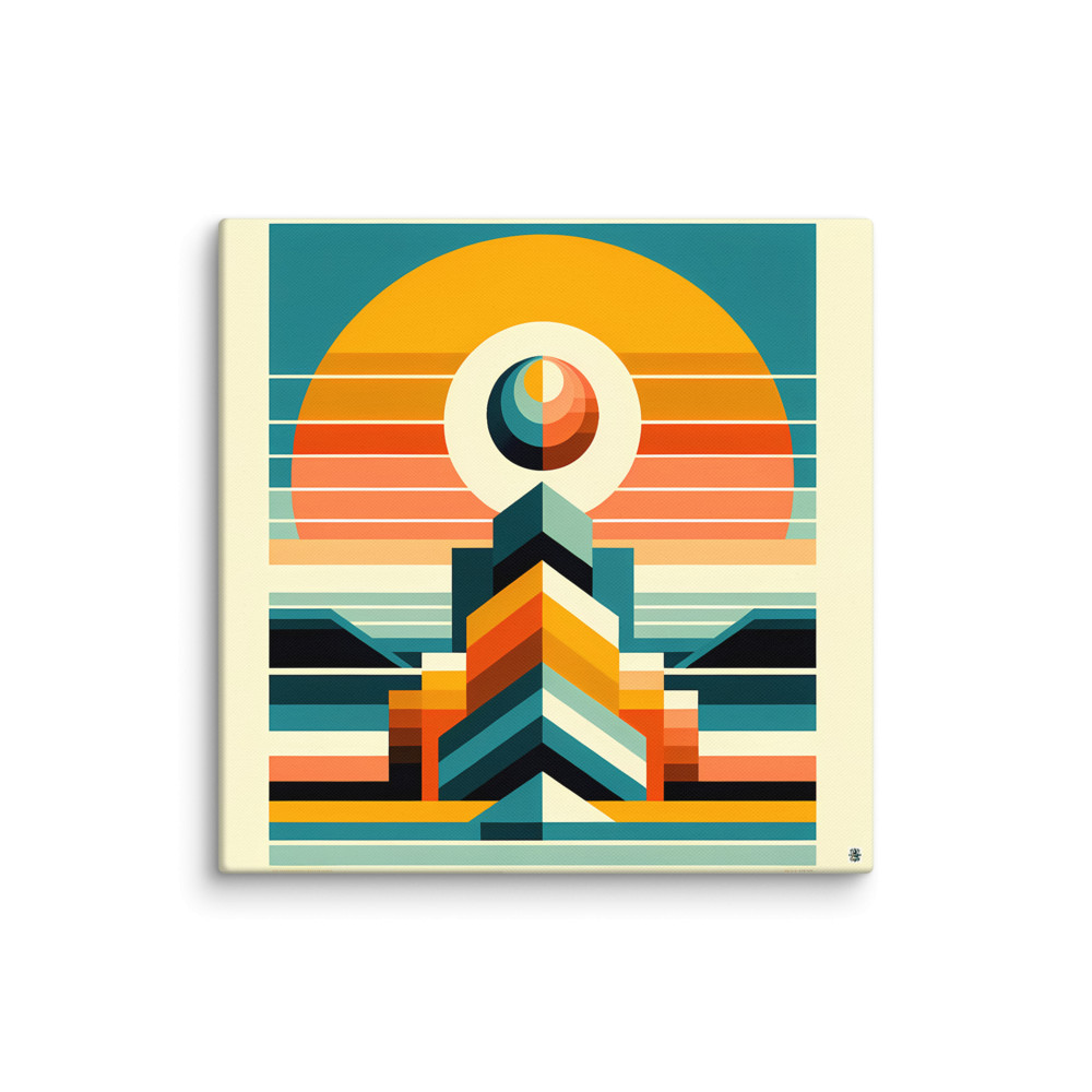 Geometric Sun and Chevron Tower