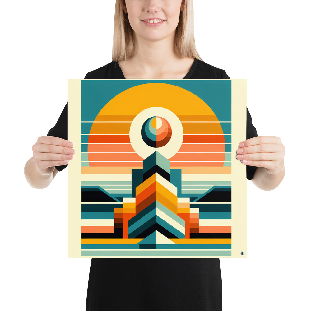 Geometric Sun and Chevron Tower
