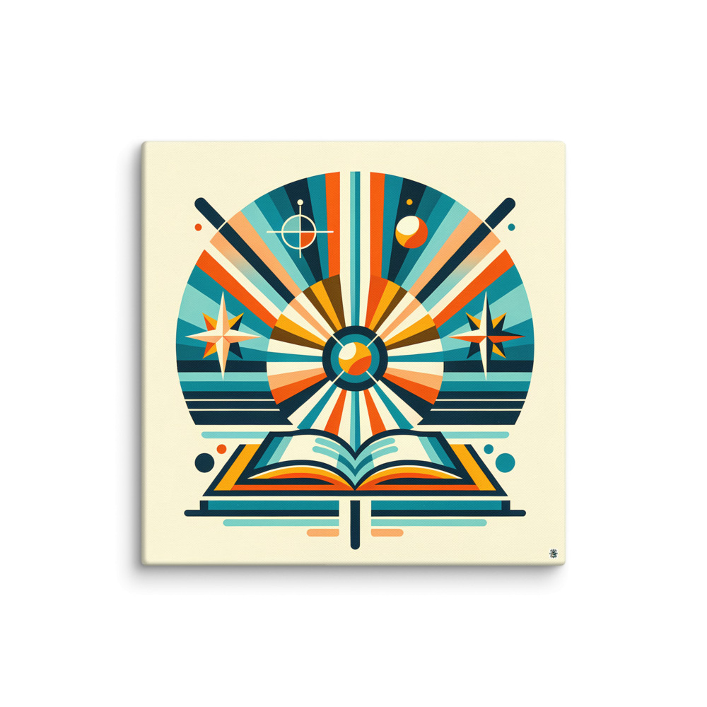 Geometric Open Book Sunburst Emblem — Canvas Print