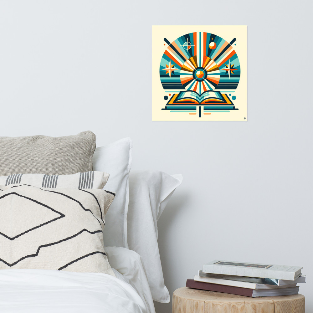 Geometric Open Book Sunburst Emblem