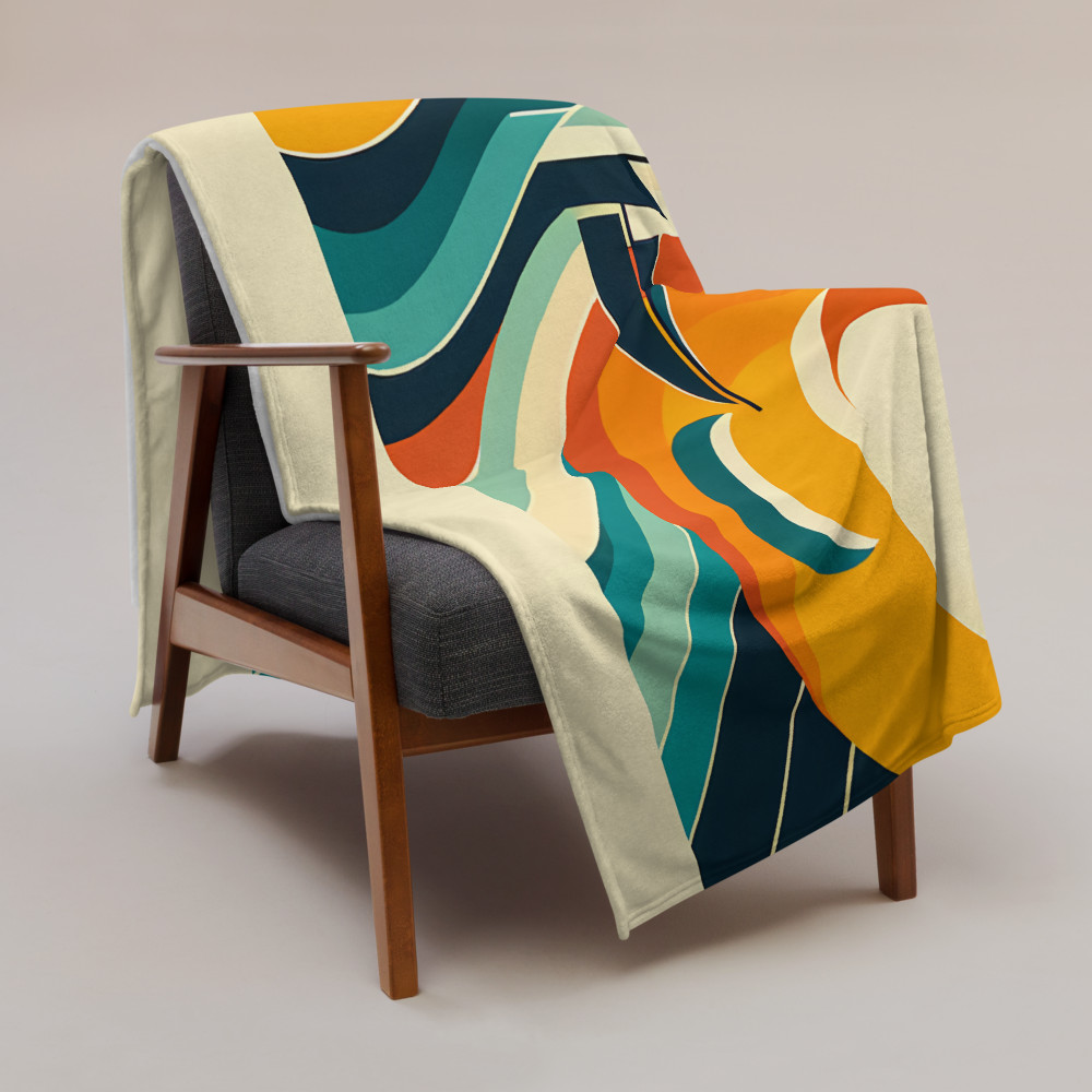 Geometric Sailboat Sunset with Layered Waves