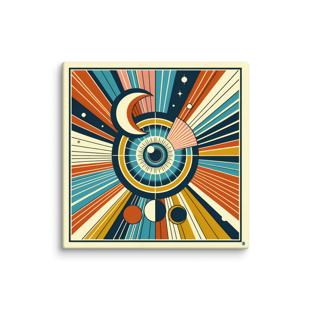 Geometric Eye with Crescent Moon Rays — Canvas Print