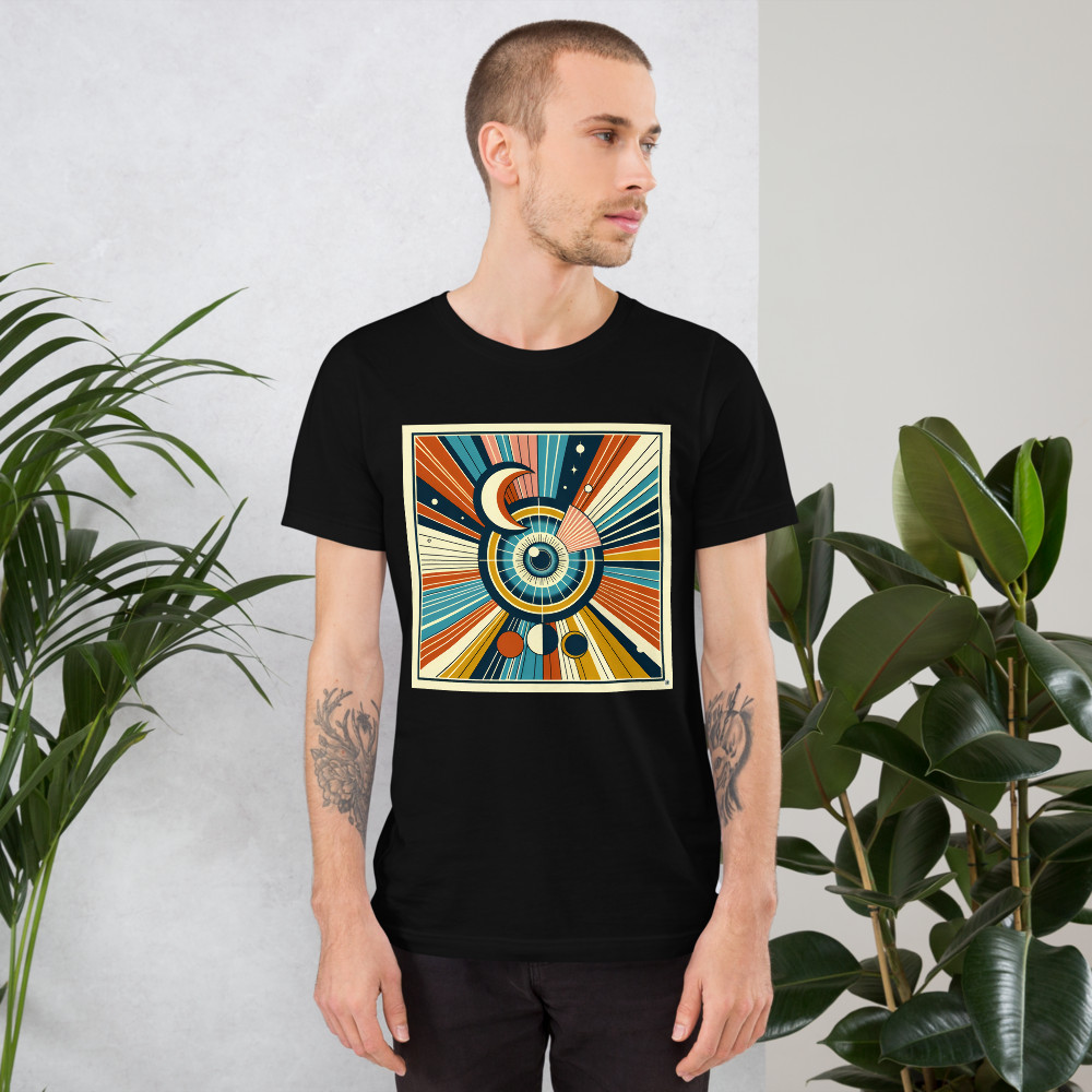 Geometric Eye with Crescent Moon Rays