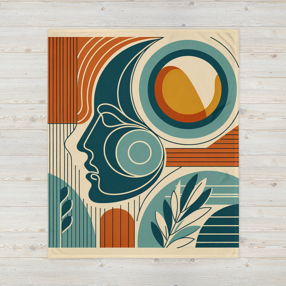 Abstract Line Face with Geometric Shapes