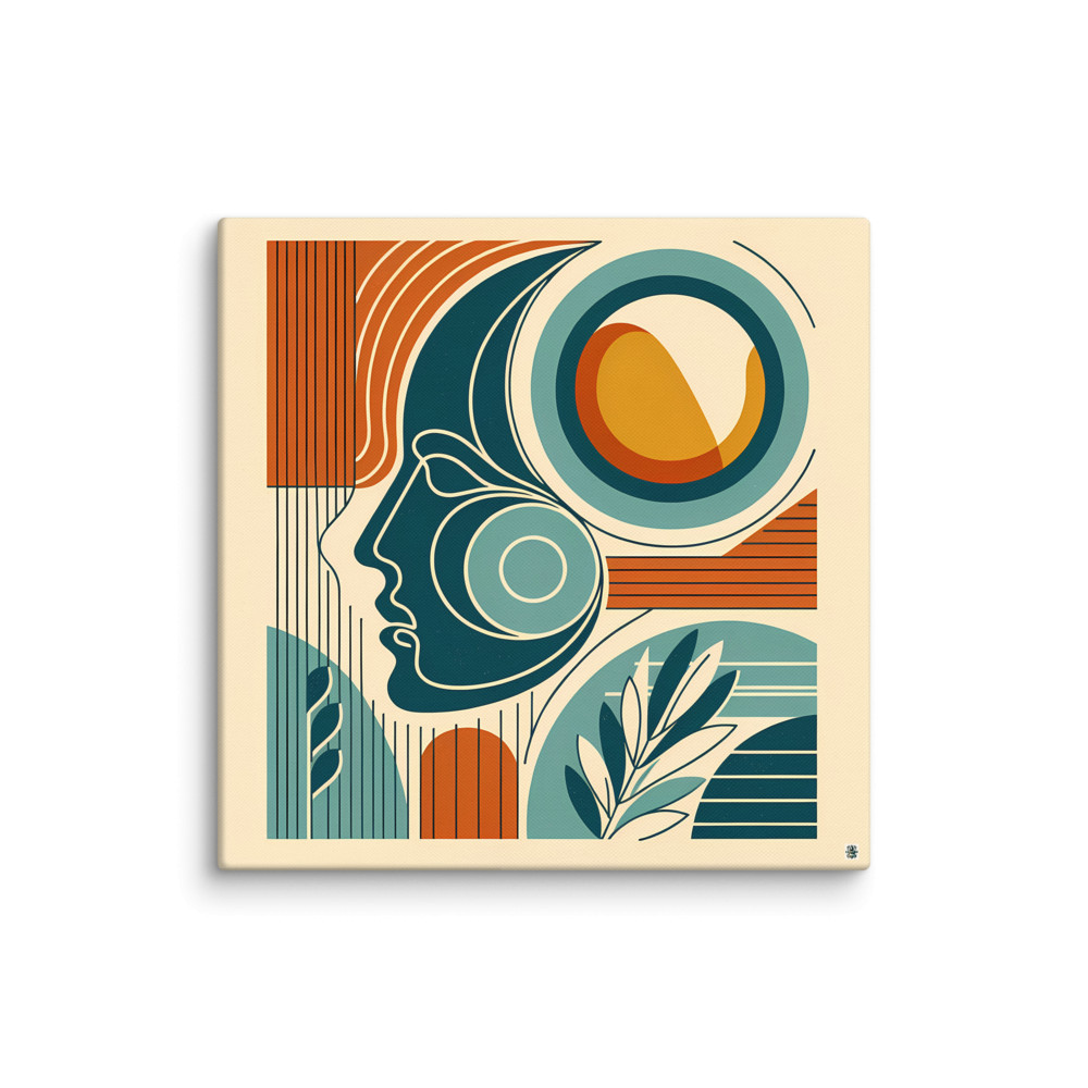 Abstract Line Face with Geometric Shapes