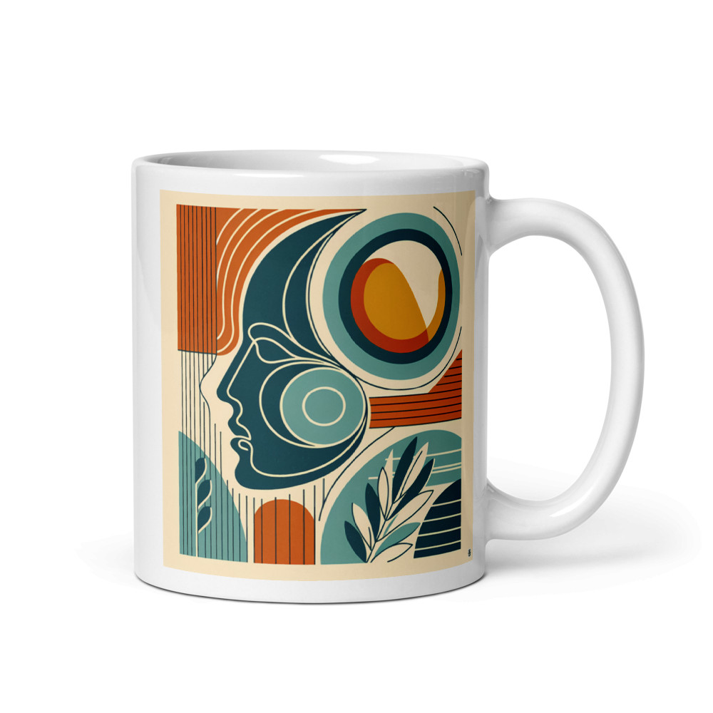 Abstract Line Face with Geometric Shapes