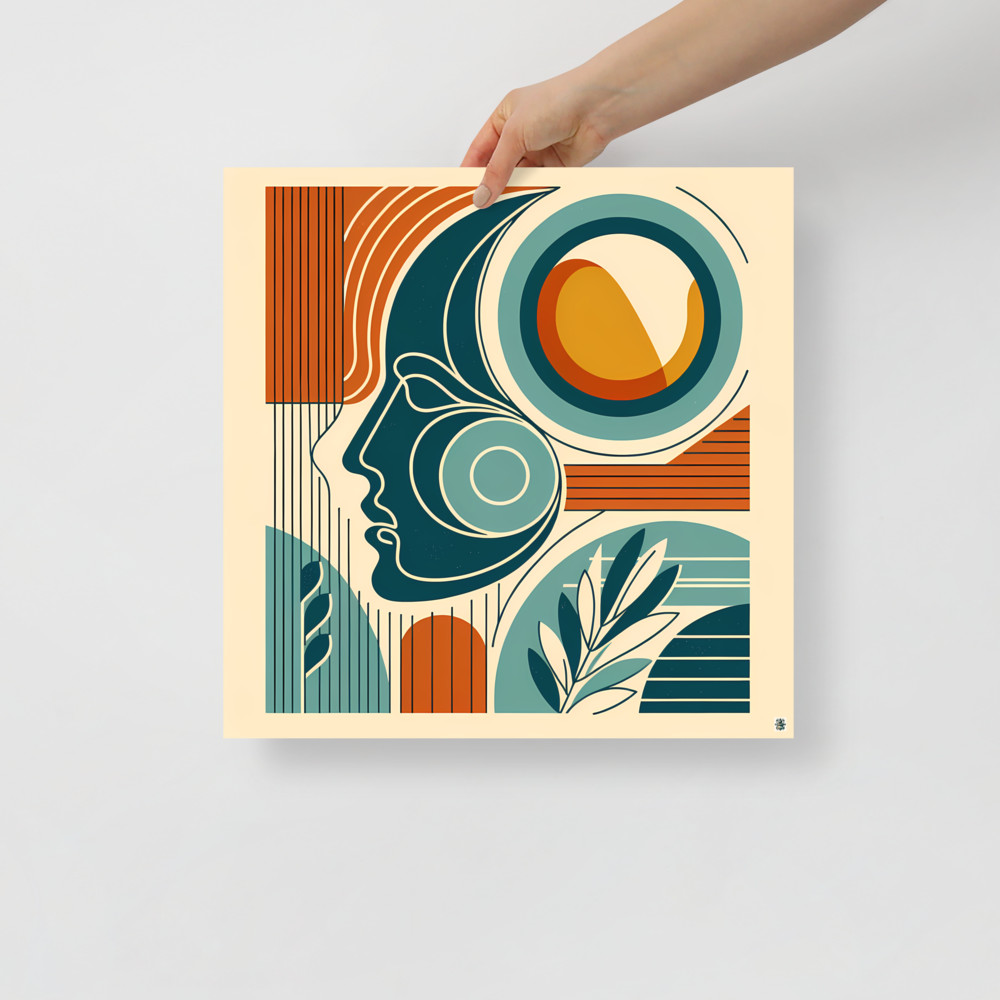 Abstract Line Face with Geometric Shapes
